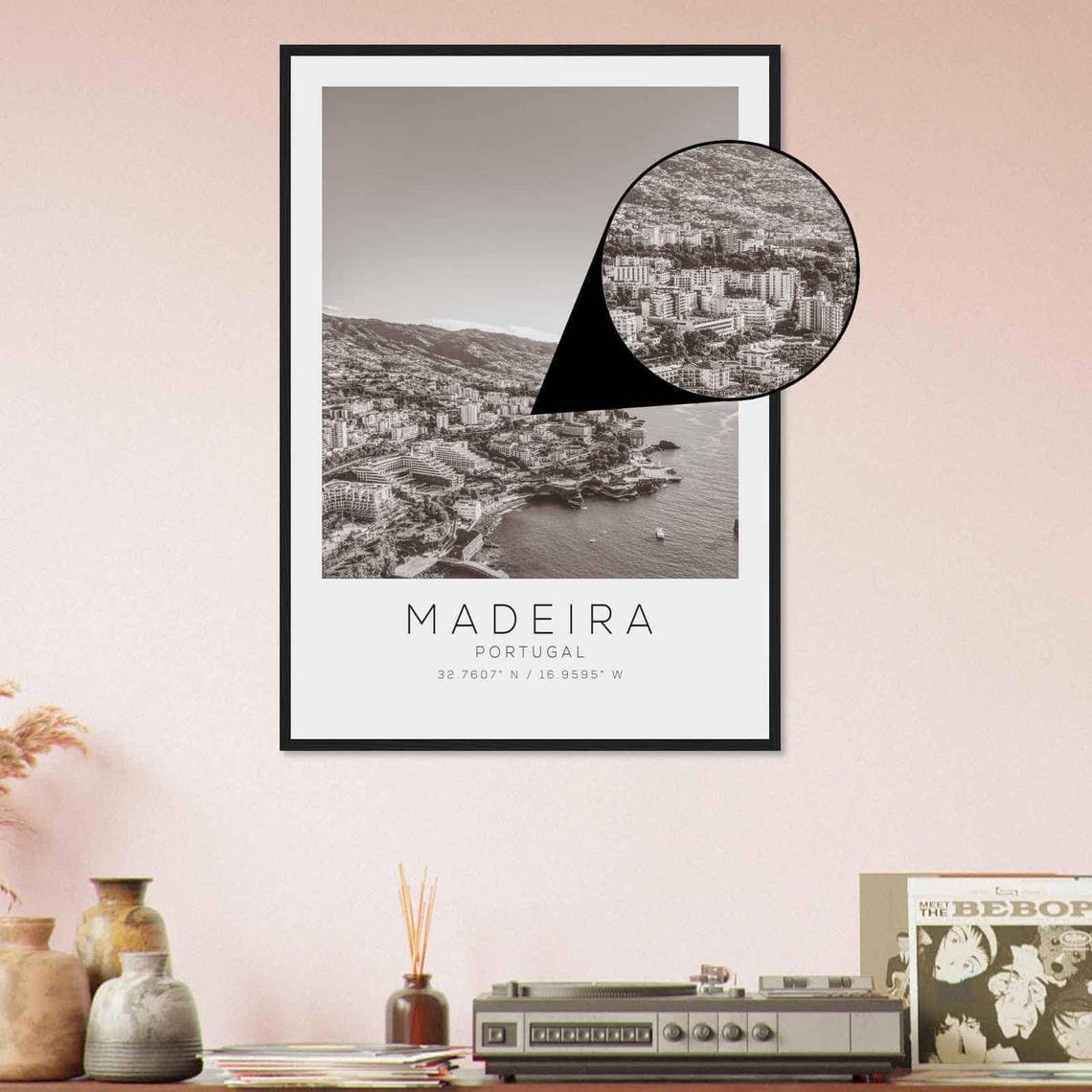 Madeira Portugal Travel Photo Poster Bw Madeira Travel Print Minimalist Travel Poster Print - Image 4