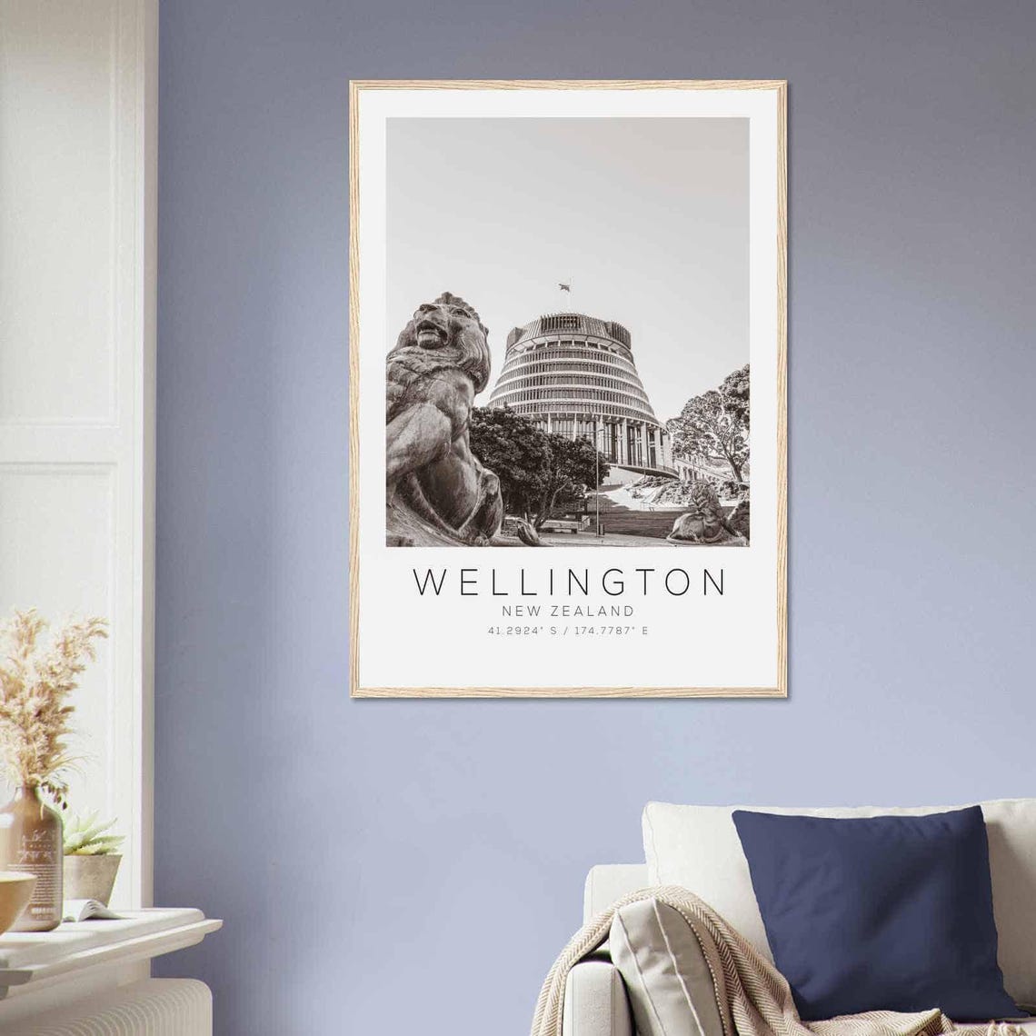 Wellington New Zealand Travel Photo Poster Bw Wellington Travel Print Minimalist Travel Poster Print - Image 2