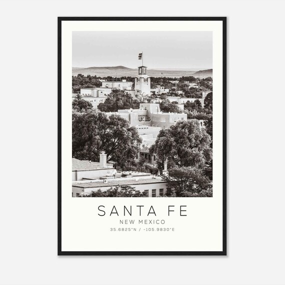 Santa Fe New Mexico Pueblo Style Skyline Minimalist Photo Poster