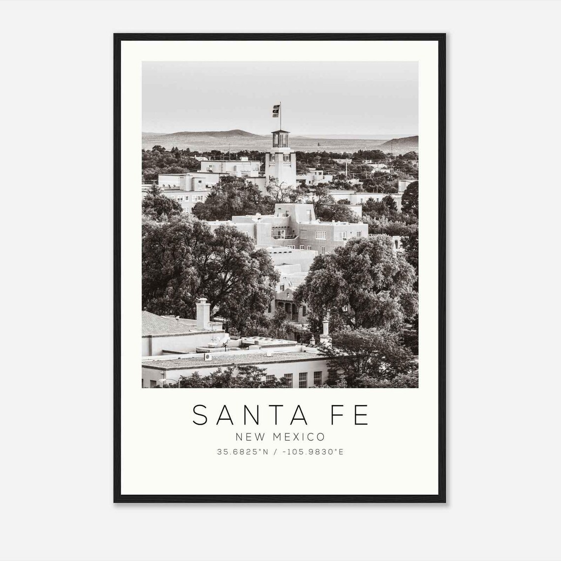 Santa Fe New Mexico Pueblo Style Skyline Minimalist Photo Poster