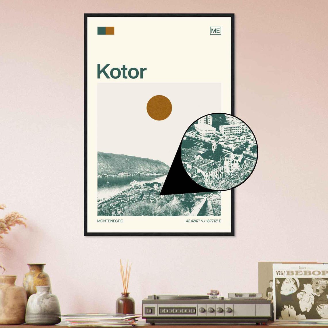 Kotor Montenegro Modern Minimalist Bay Church Tower Coastal Poster - Image 4