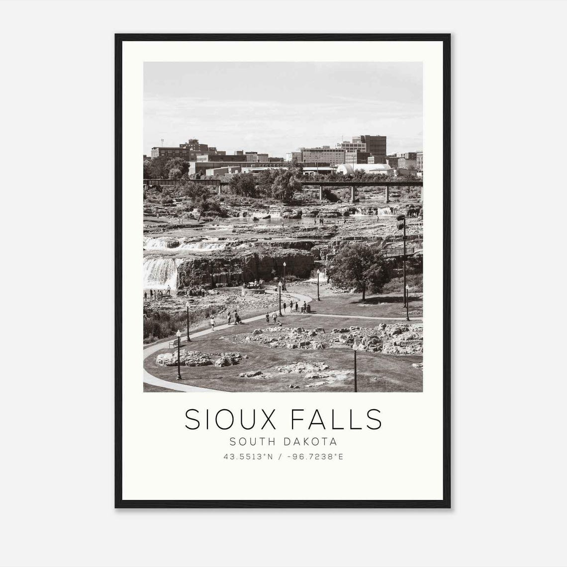 Sioux Falls South Dakota Falls Park Waterfall Minimalist Photo Poster