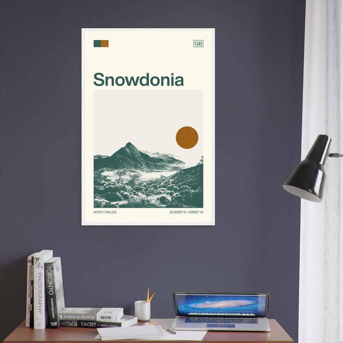 Snowdonia North Wales Mountain Peak Lake Sun Duotone Travel Poster - Image 3