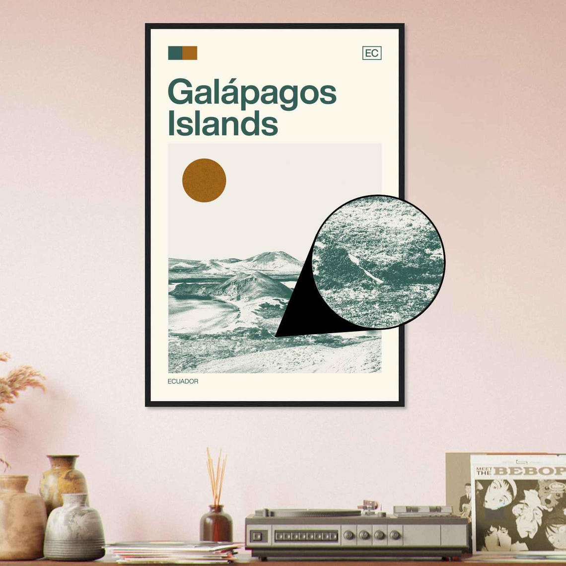 Galapagos Islands Ecuador Minimalist Monochrome Travel Photo Poster - Image 4