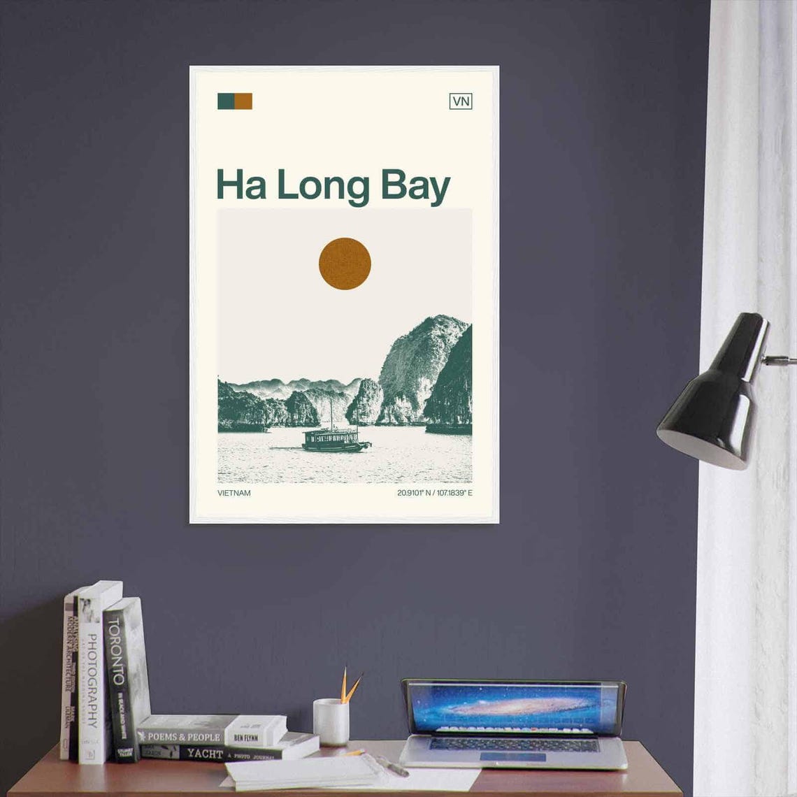 Ha Long Bay Vietnam Junk Boat Karst Cliff Minimalist Travel Poster - Image 3