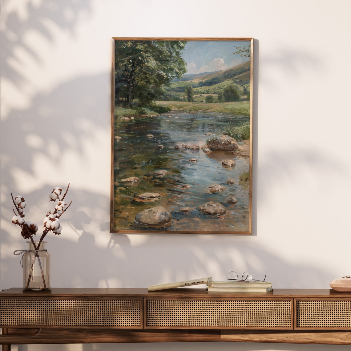 Summer Valley River Flowing over Rocks Clear Stream Nature Poster - Image 3