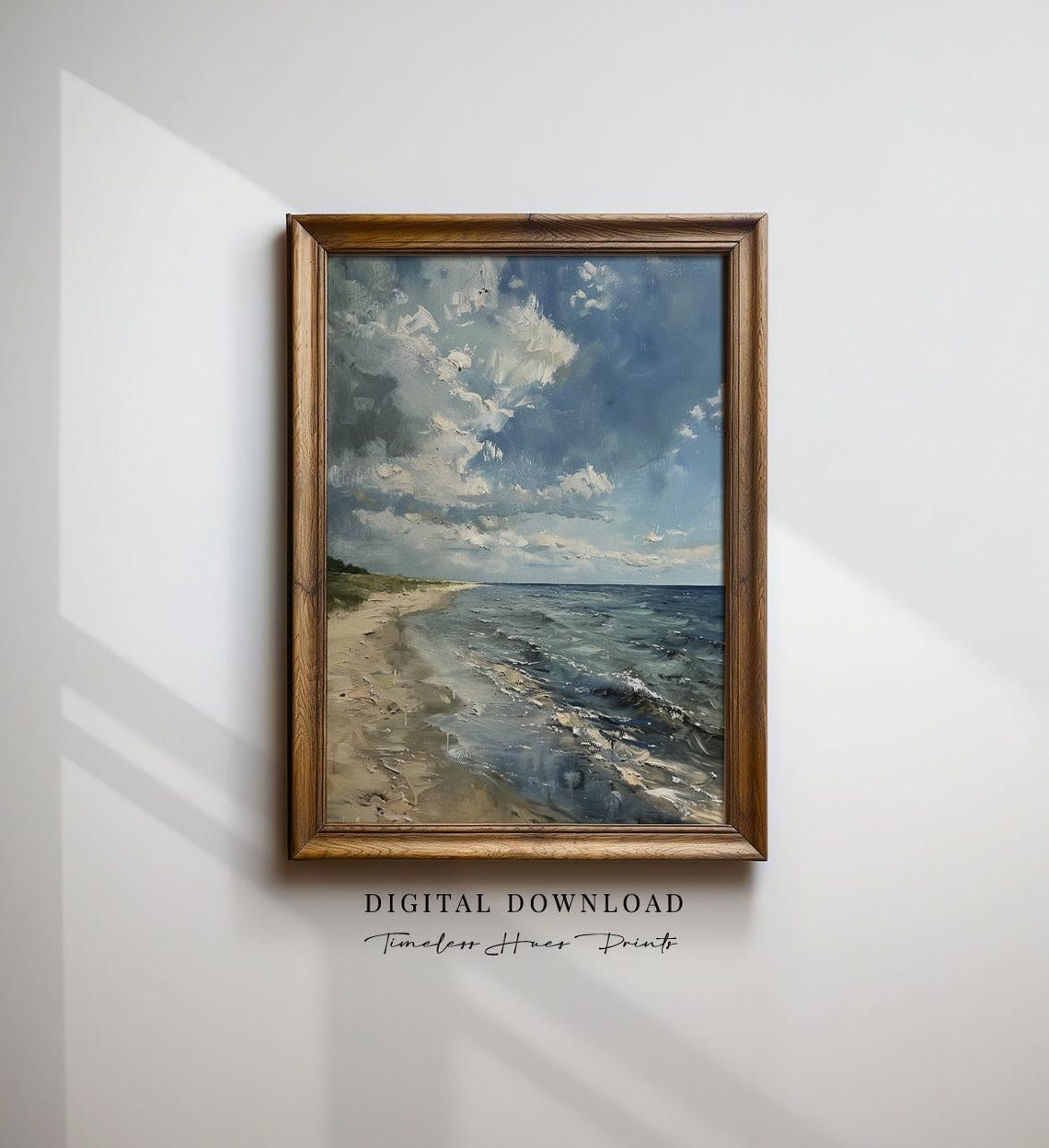 Dramatic Sandy Beach Surf Breaking Waves Impressionist Poster