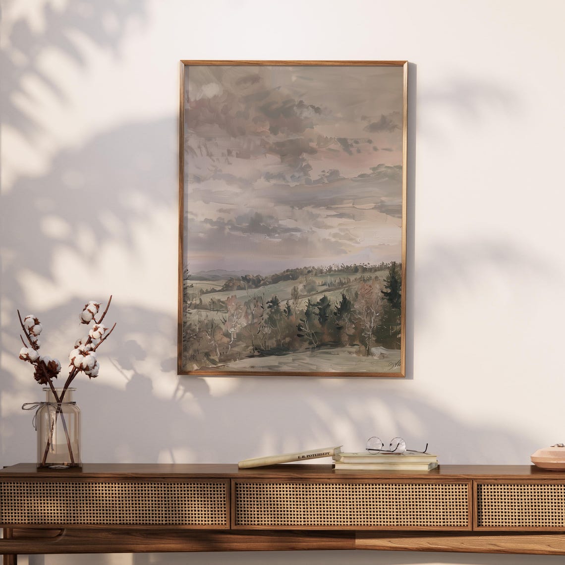 English Countryside Watercolor Painting English Landscape Painting Modern Farm Painting English Fields Art - Image 3
