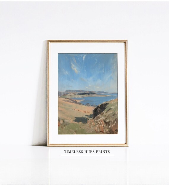 Highland Lake Landscape Painting Wall Art Print Rustic Highland Lake Mountain Painting Wall Art Art 1 214