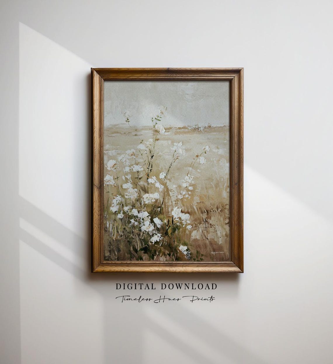 Textured White Flower Painting Neutral Abstract Floral Art Rustic Farmhouse Wall Decor Impasto Oil Botanical