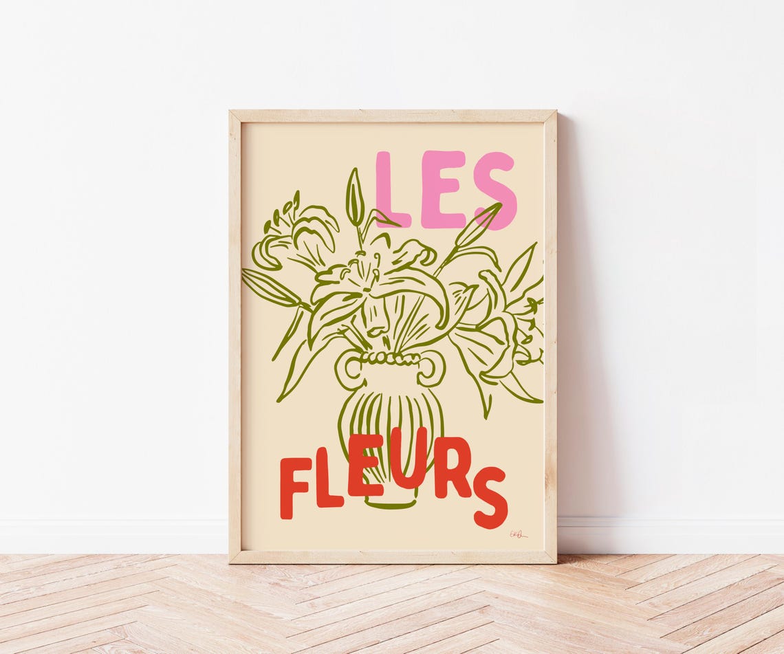 Les Fleurs Hand-Drawn Floral Art Print
