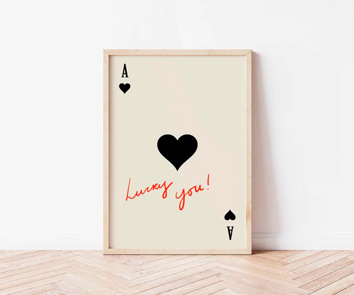 Ace Of Hearts Spades Retro Playing Cards Art Print