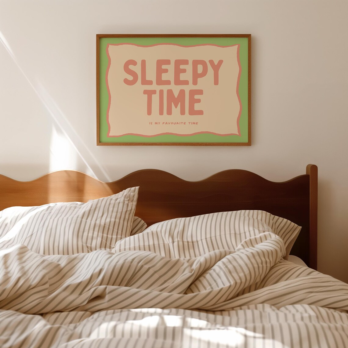 Above Bed Sleepy Funny Poster, Maximalist Decor