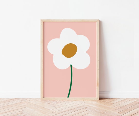 Colourful Flower Minimal Art Print, Quirky Floral