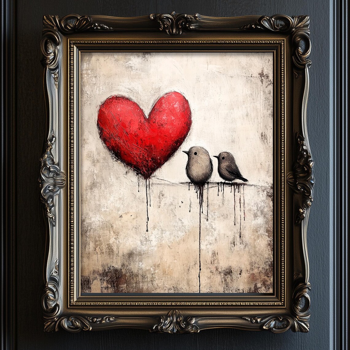 Love Birds Romantic Minimalist Valentine Art Print