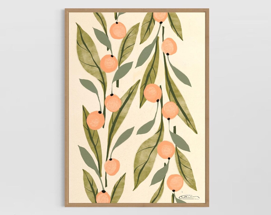 Citrus Fruit Artwork Oranges Print Fruit Wall Art Kitchen Decor With Oranges Illustration Gift Idea