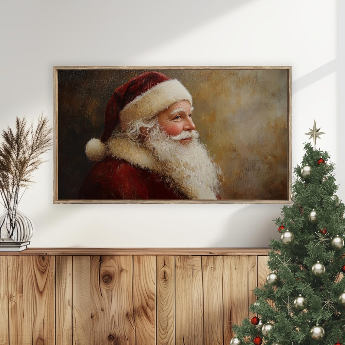 Santa Claus Portrait Oil Painting Classic Christmas Holiday Poster - Image 4