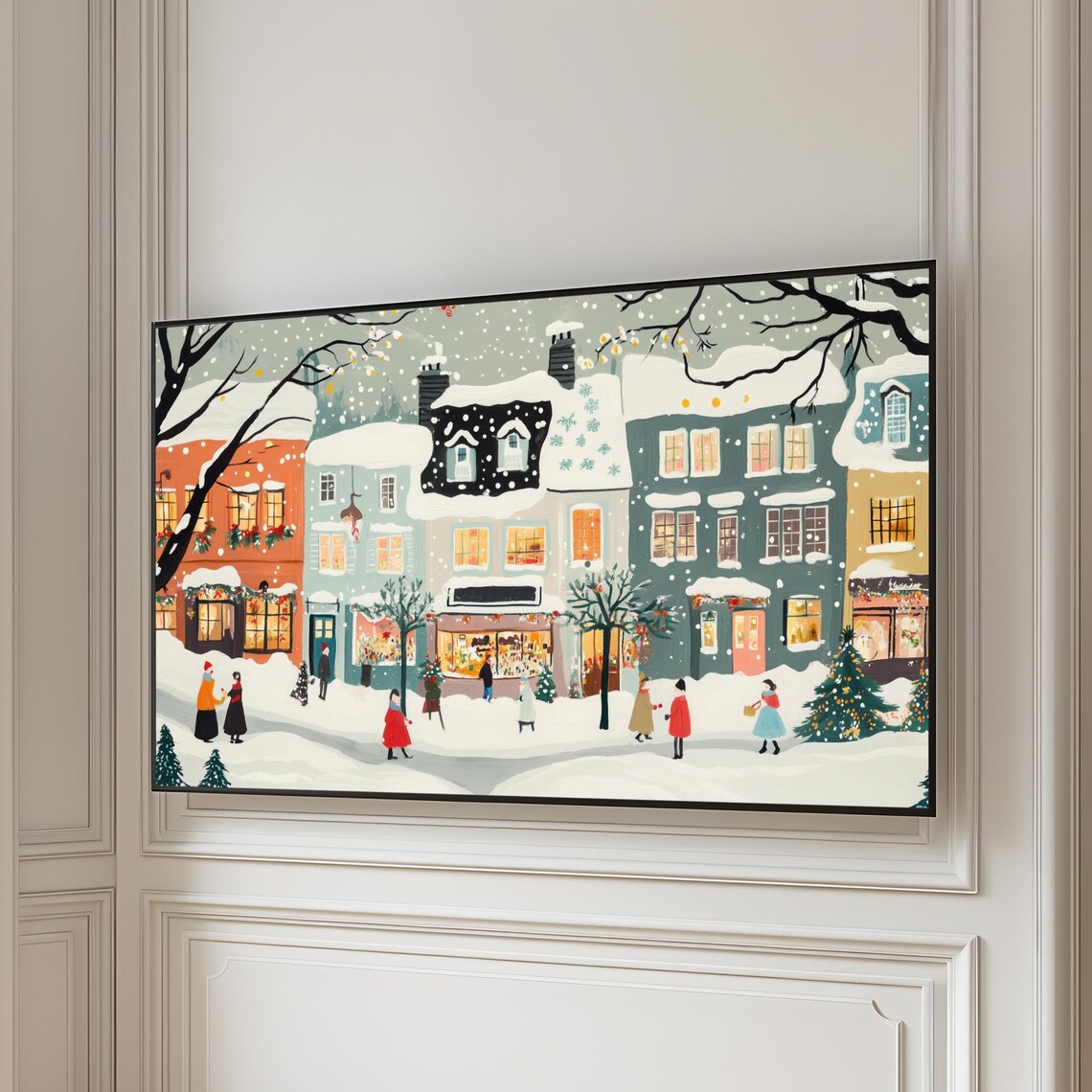 Frame TV Art Whats Included Card with Snowy Village Scene Print - Image 4