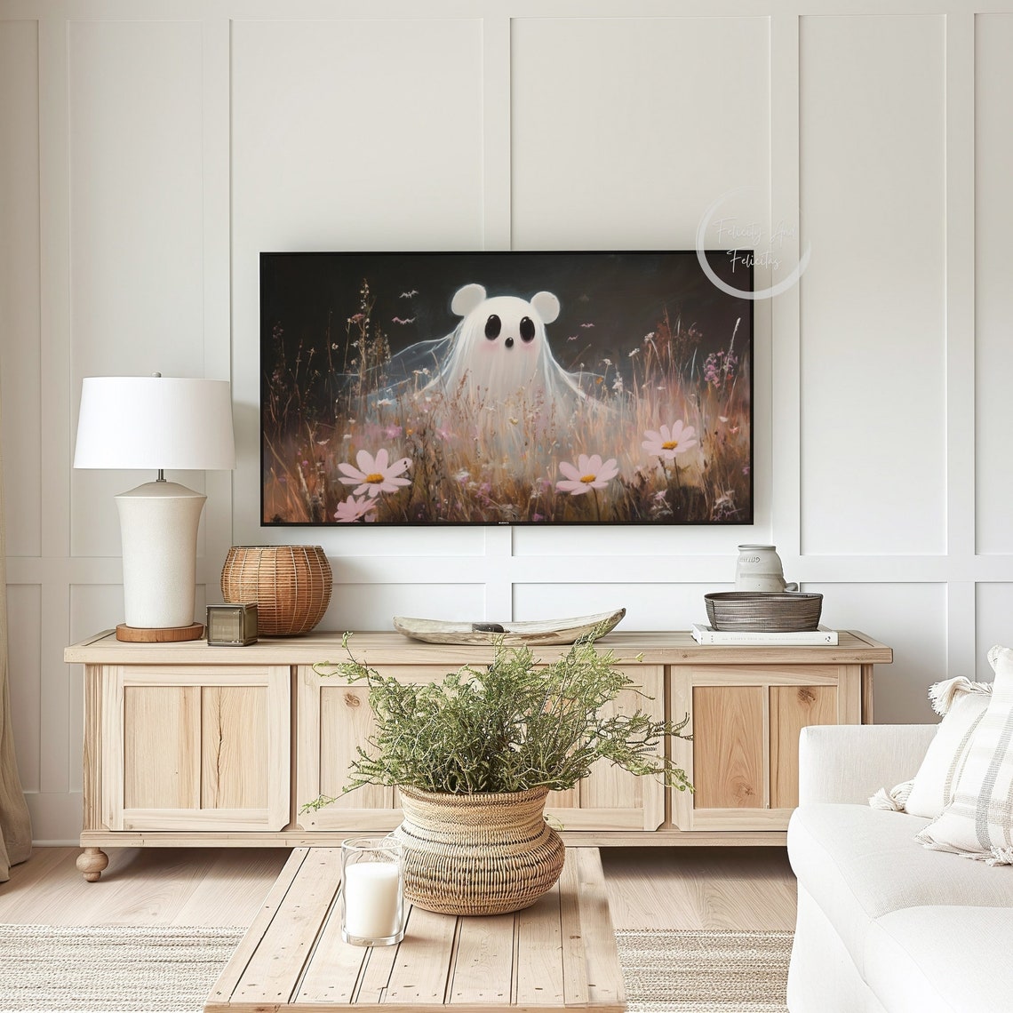 Halloween Mouse Ghost Frame Tv Art Cute Ghost Mouse Frame Tv Art Spooky Season Screensaver - Image 4