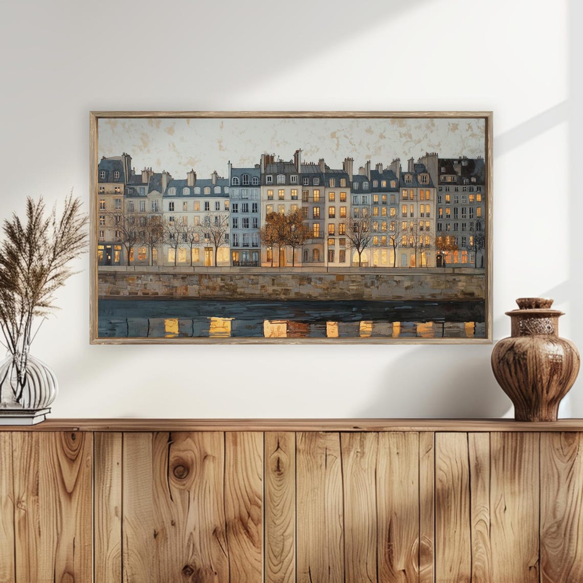 Paris Riverside Evening Glow Haussmann Architecture Wall Art - Image 5