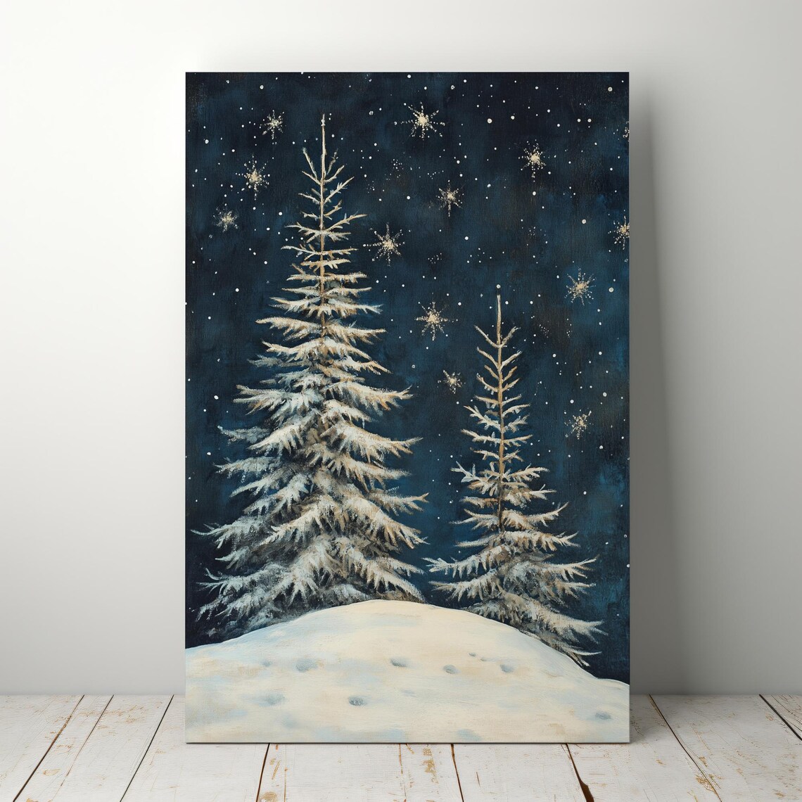 Winter Forest Vintage Snowy Forest Christmas Art Print - Image 3