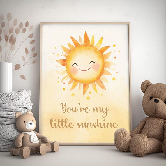 My Little Sunshine Nursery Wall Art Our Sunshine Nursery Decor Cute Kids Room Illustration Yellow Nursery
