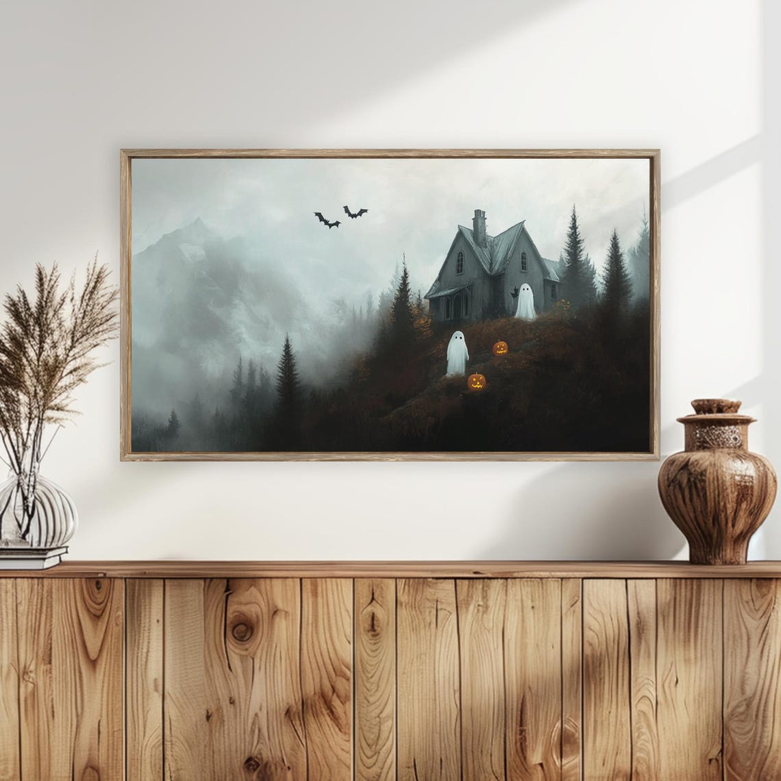 Frame Tv Art Haunted House Halloween Tv Art Phantom Manor Halloween Decor Cute Ghosts Halloween Art - Image 5