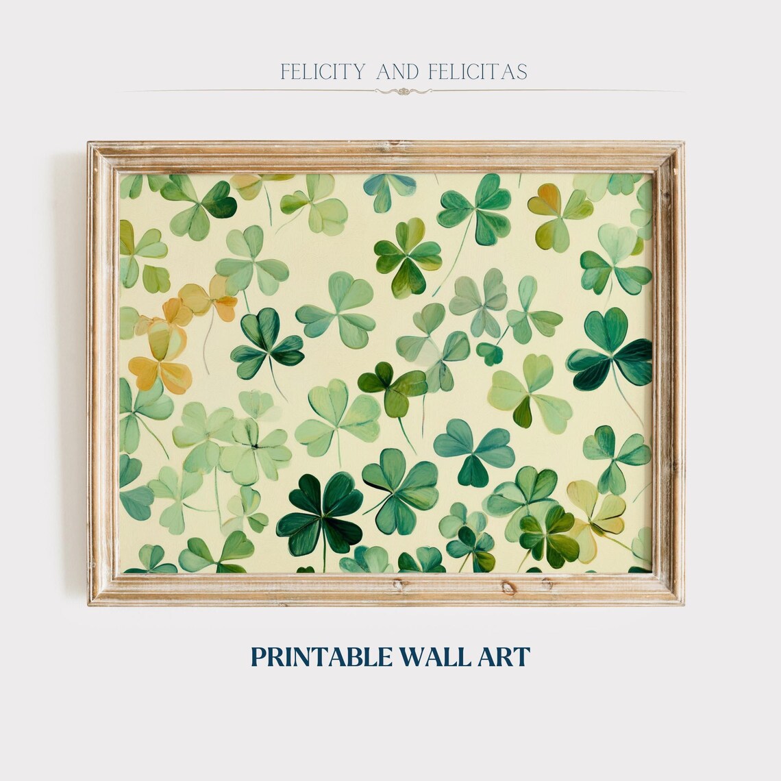 Green Lucky Clover Watercolor Botanical Saint Patricks Day Poster
