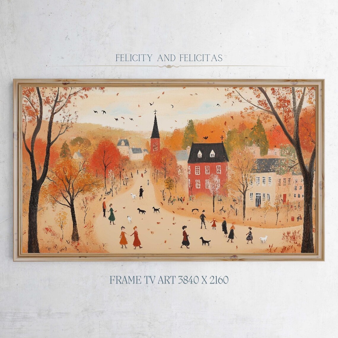 Cozy Autumn Landscape Art, Cottagecore Wall Art