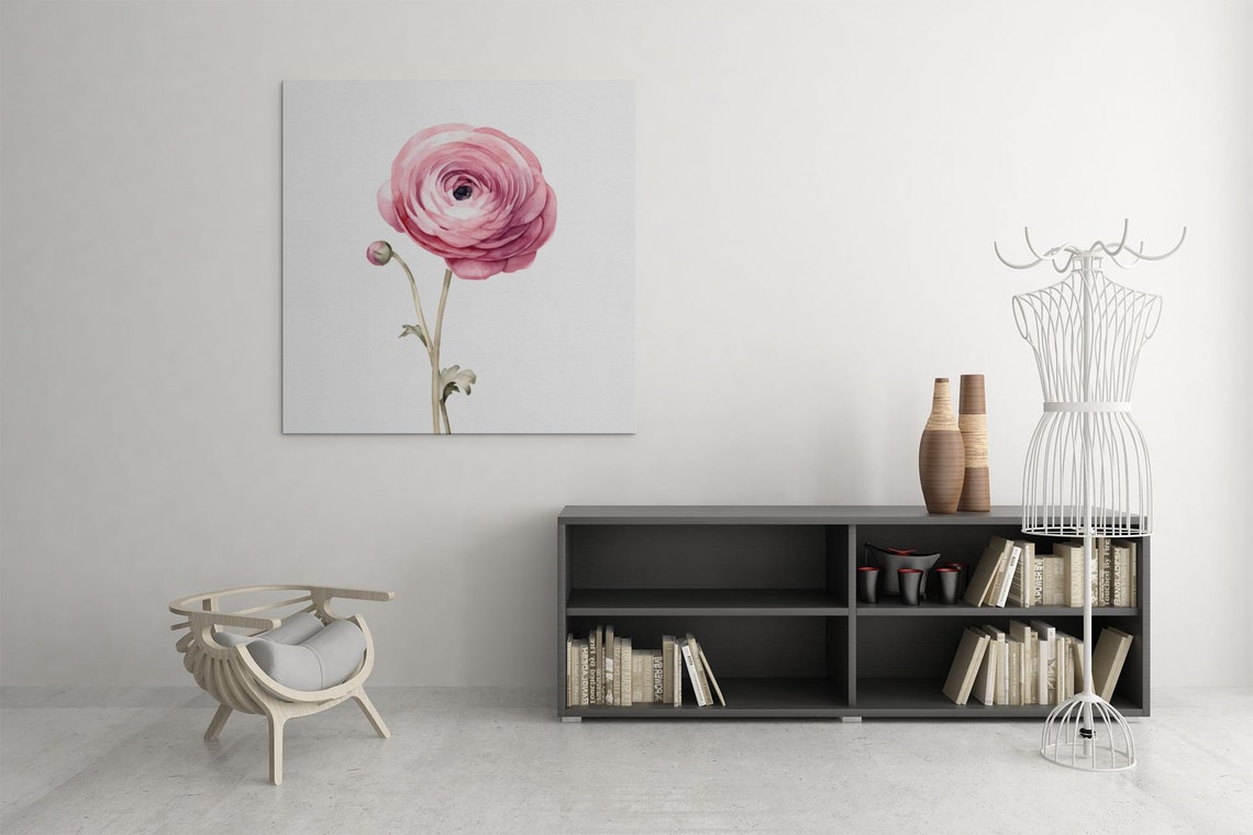 Pink Ranunculus Single Bloom Watercolour Botanical Flower Poster - Image 9