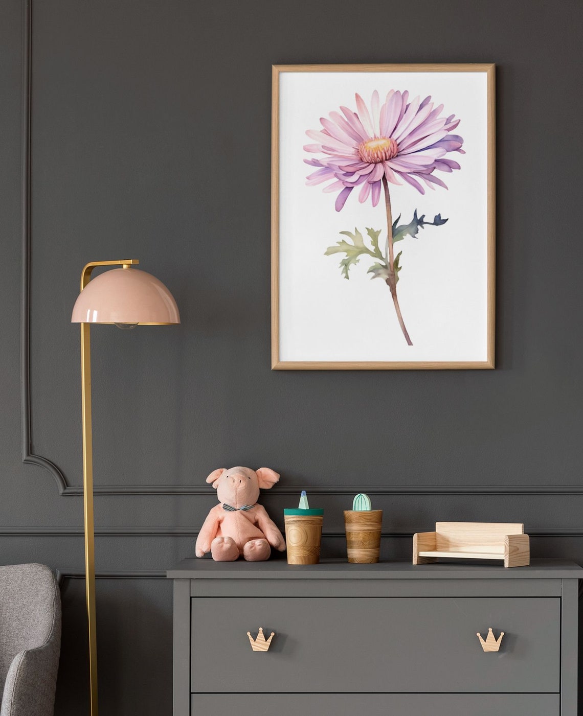 Lavender Pink Aster Daisy Bloom Watercolour Botanical Flower Poster - Image 7
