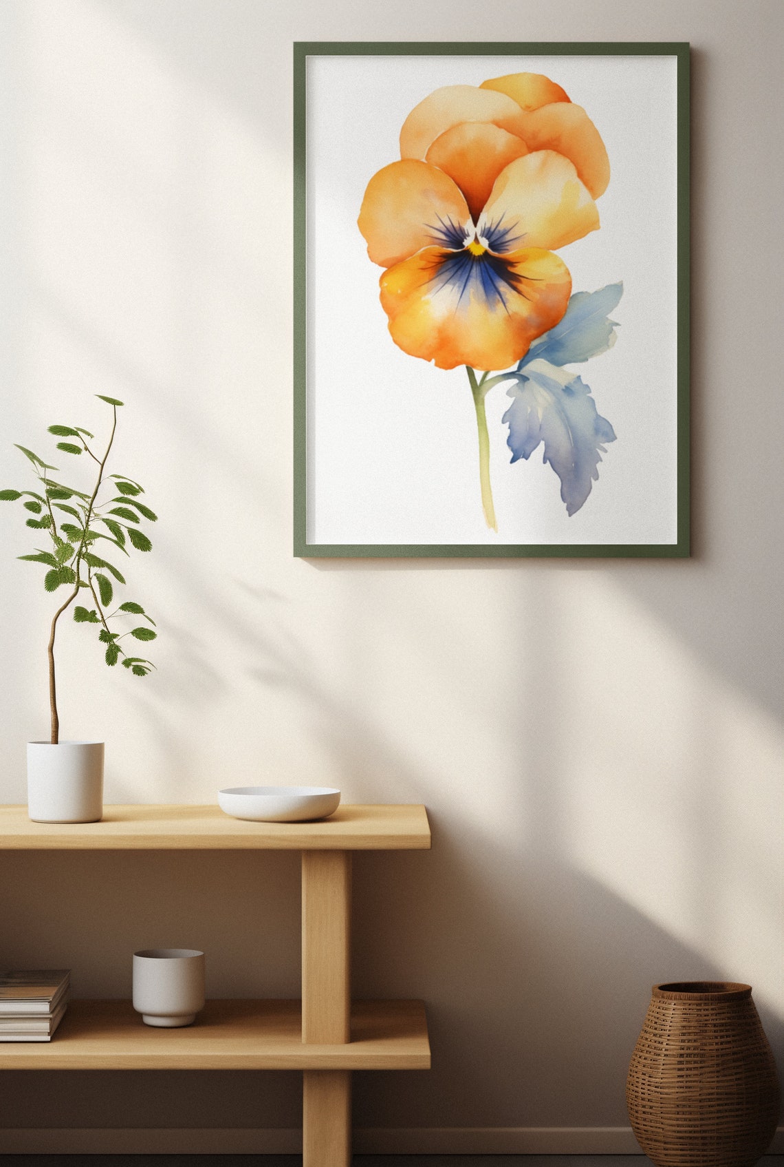 Orange Pansy Sunburst Bloom Watercolour Botanical Flower Poster - Image 4