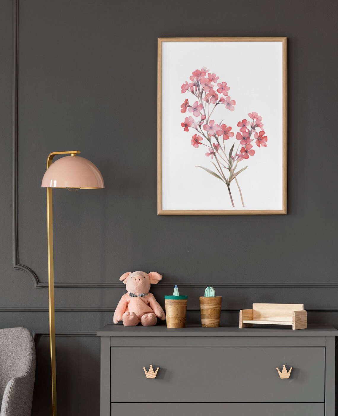 Soft Pink Forget-Me-Not Bouquet Romantic Watercolor Art Poster - Image 9