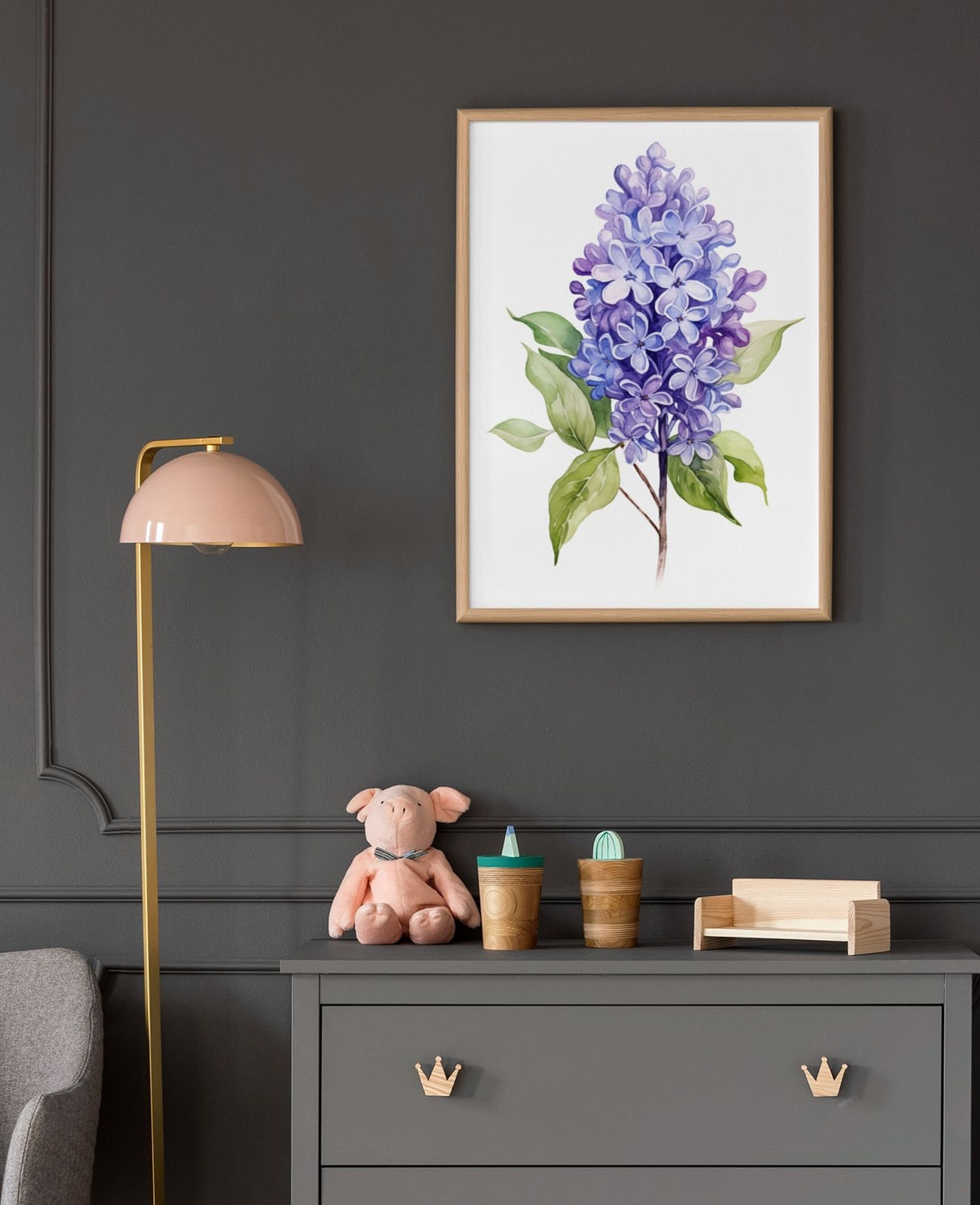 Violet Purple Lilac Cluster Watercolour Botanical Flower Poster - Image 6