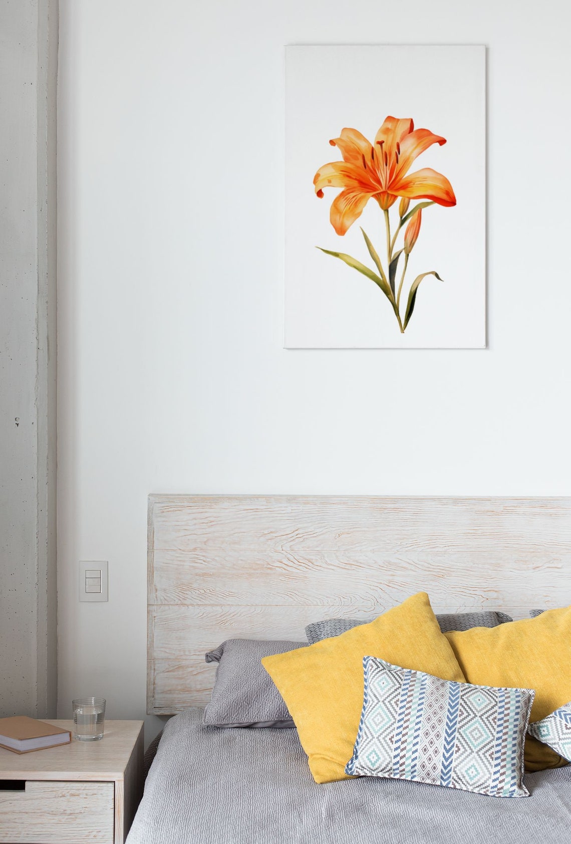 Orange Tiger Lily Single Bloom Botanical Watercolor Flower Poster - Image 8