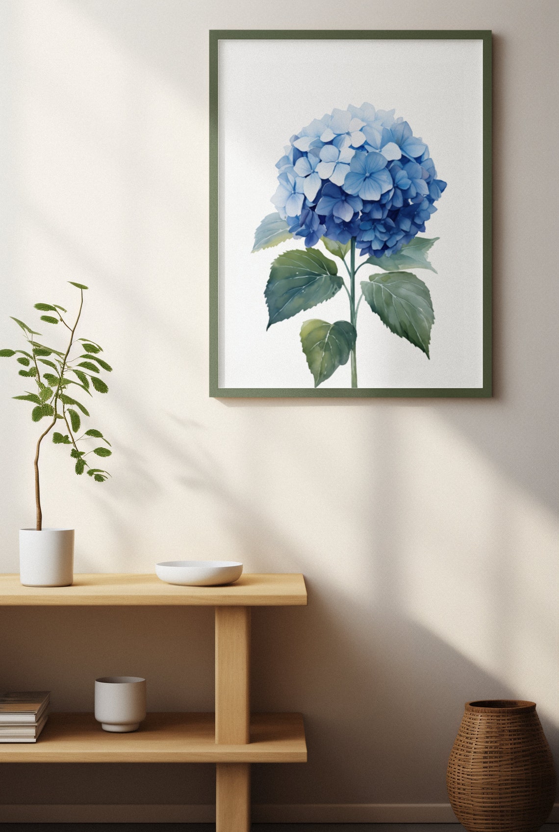 Blue Hydrangea Flower Head Watercolour Botanical Flower Poster - Image 4