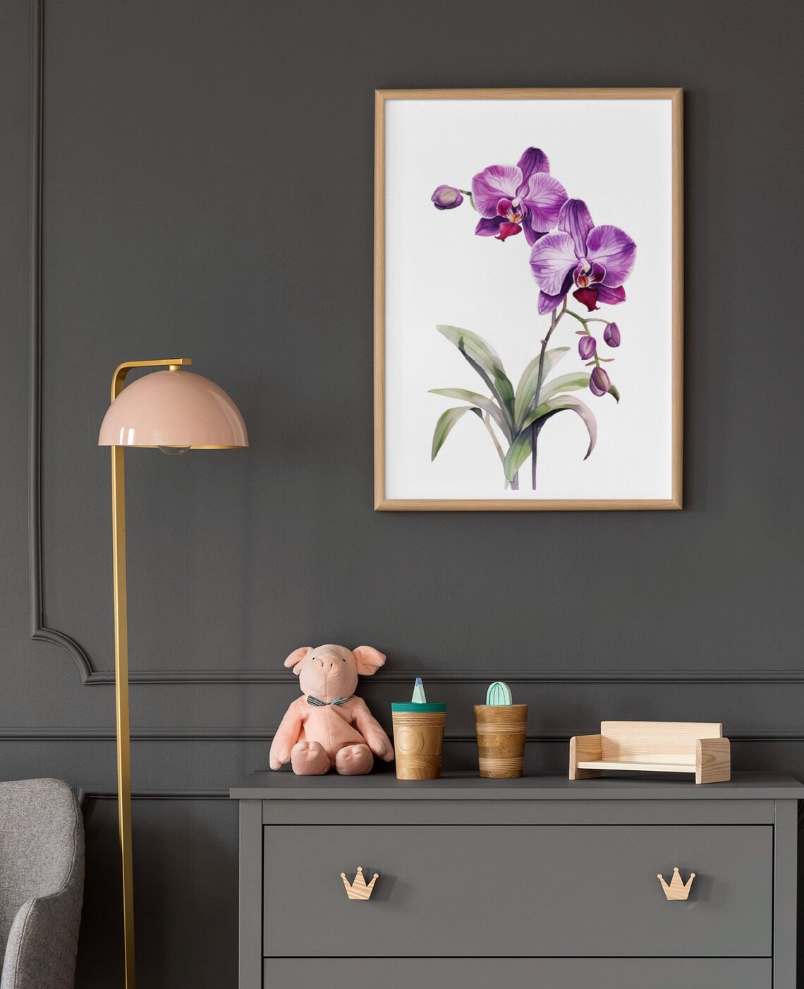 Purple Moth Orchid Flower Spray Elegant Watercolor Art Poster - Image 8