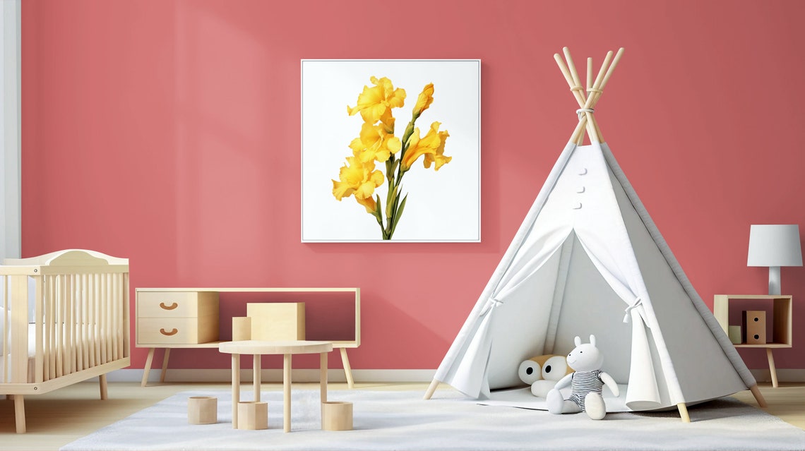 Yellow Gladiolus Blooms Sunny Watercolour Botanical Flower Poster - Image 3