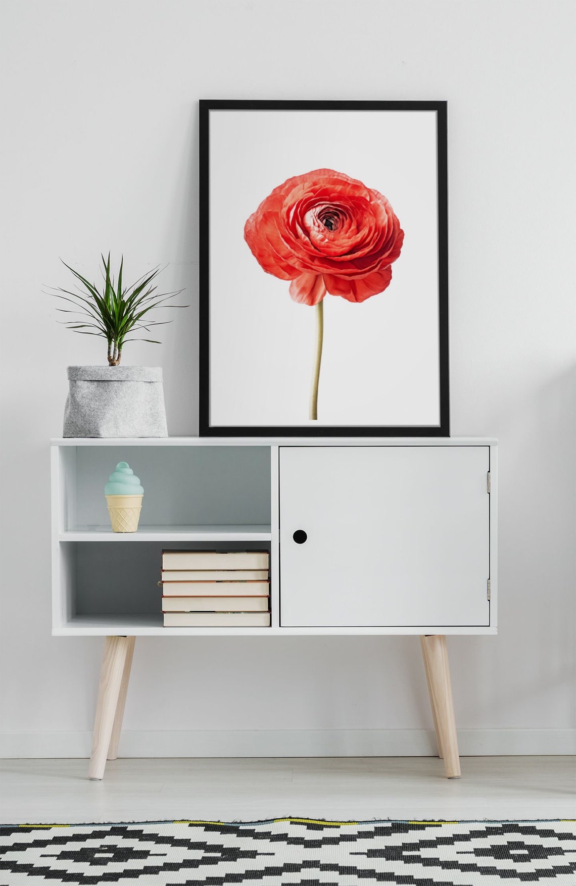Red Ranunculus Single Bloom Watercolour Botanical Flower Poster - Image 7