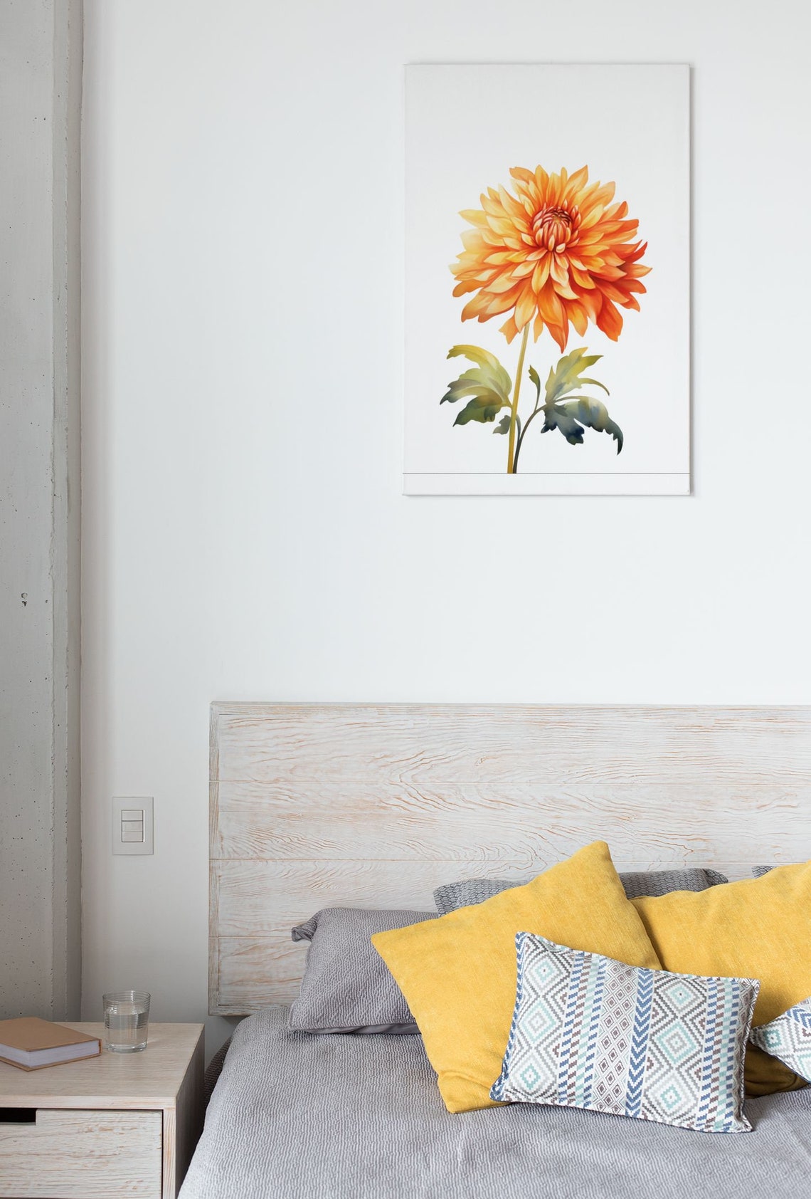 Vivid Orange Dahlia Single Bloom Watercolour Botanical Poster - Image 8