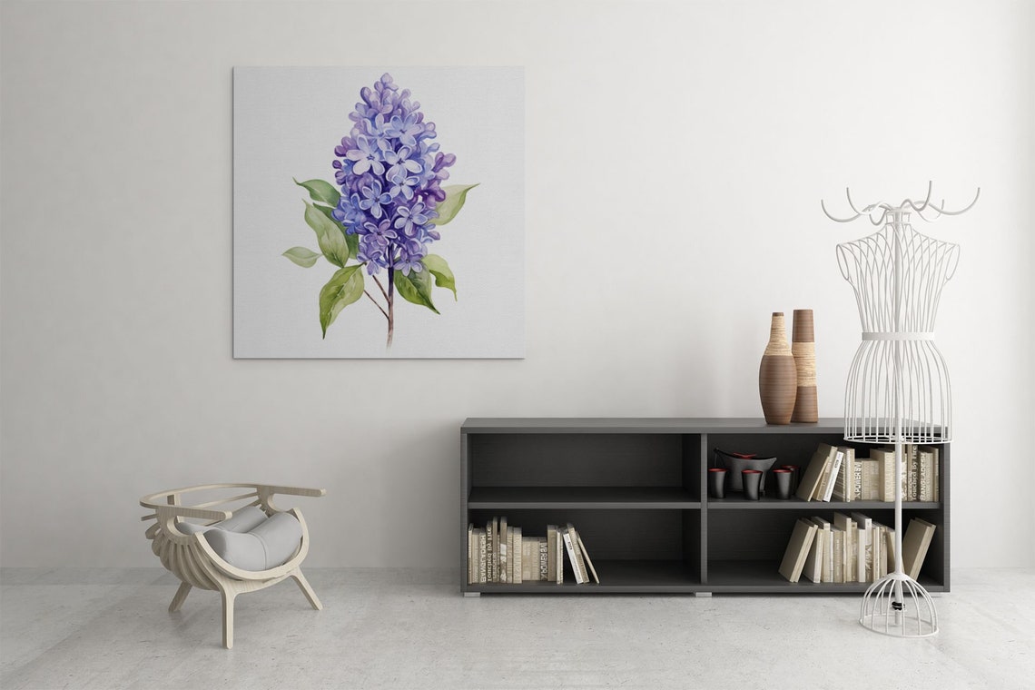 Violet Purple Lilac Cluster Watercolour Botanical Flower Poster - Image 9