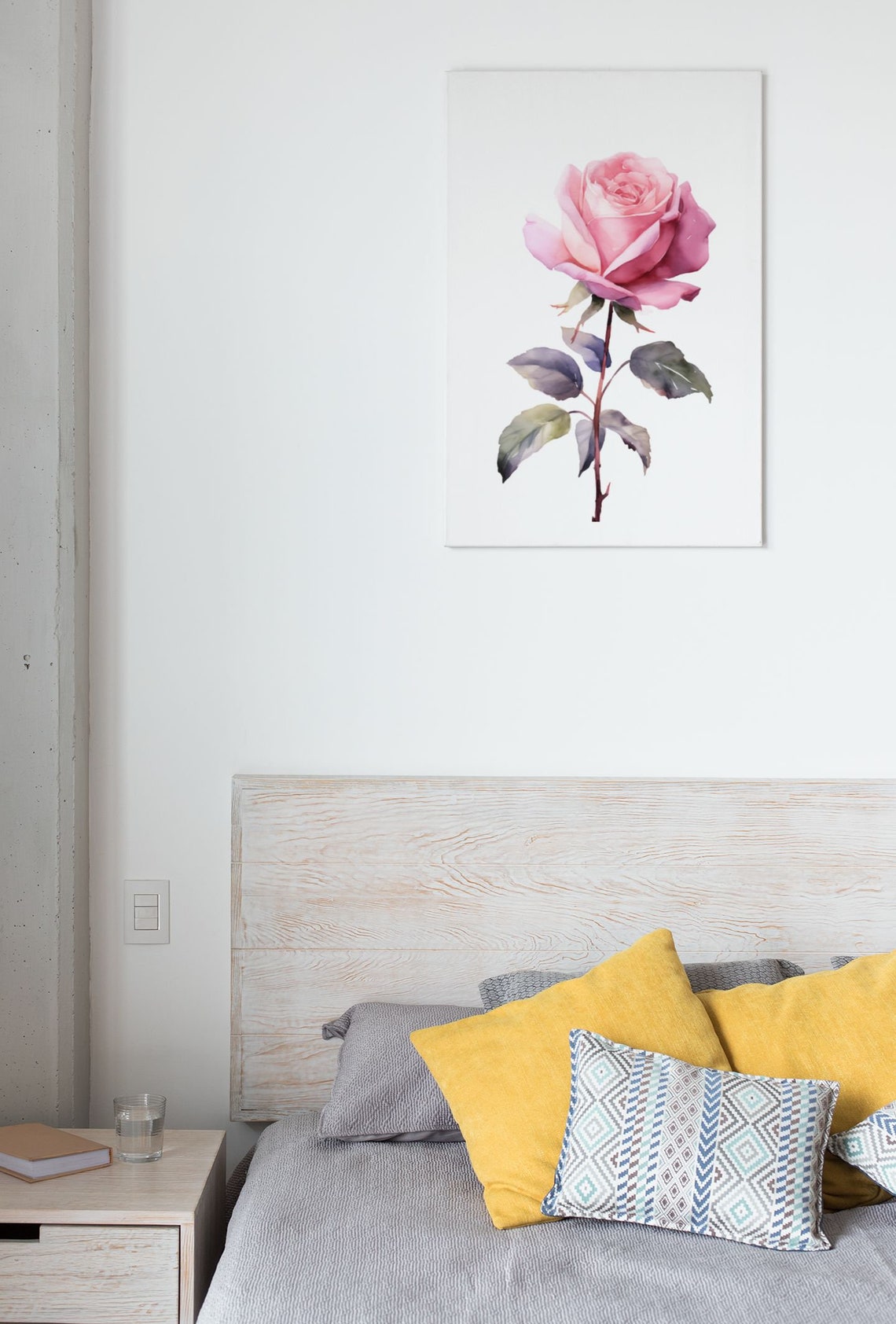 Blush Pink Rose With Dusky Leaves Romantic Watercolor Poster - Image 8