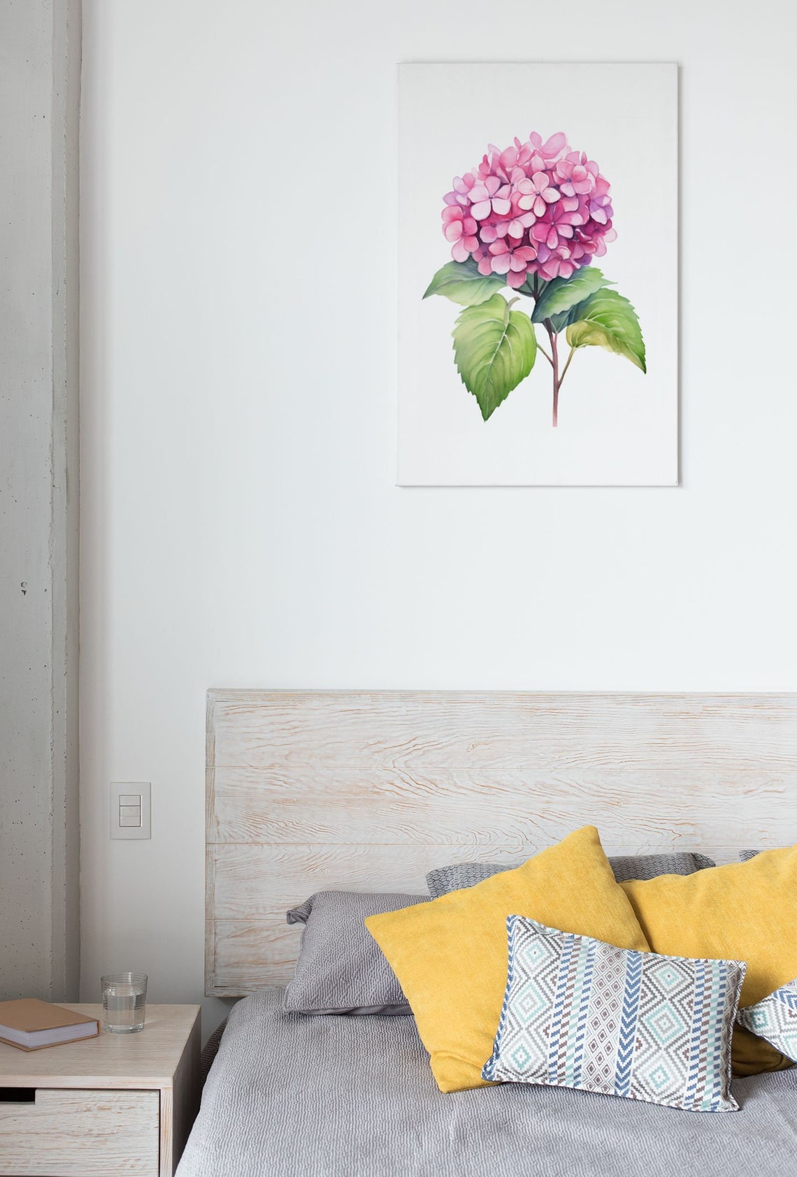 Pink Hydrangea Pom Pom Bloom Cheerful Happy Watercolor Art Poster - Image 5