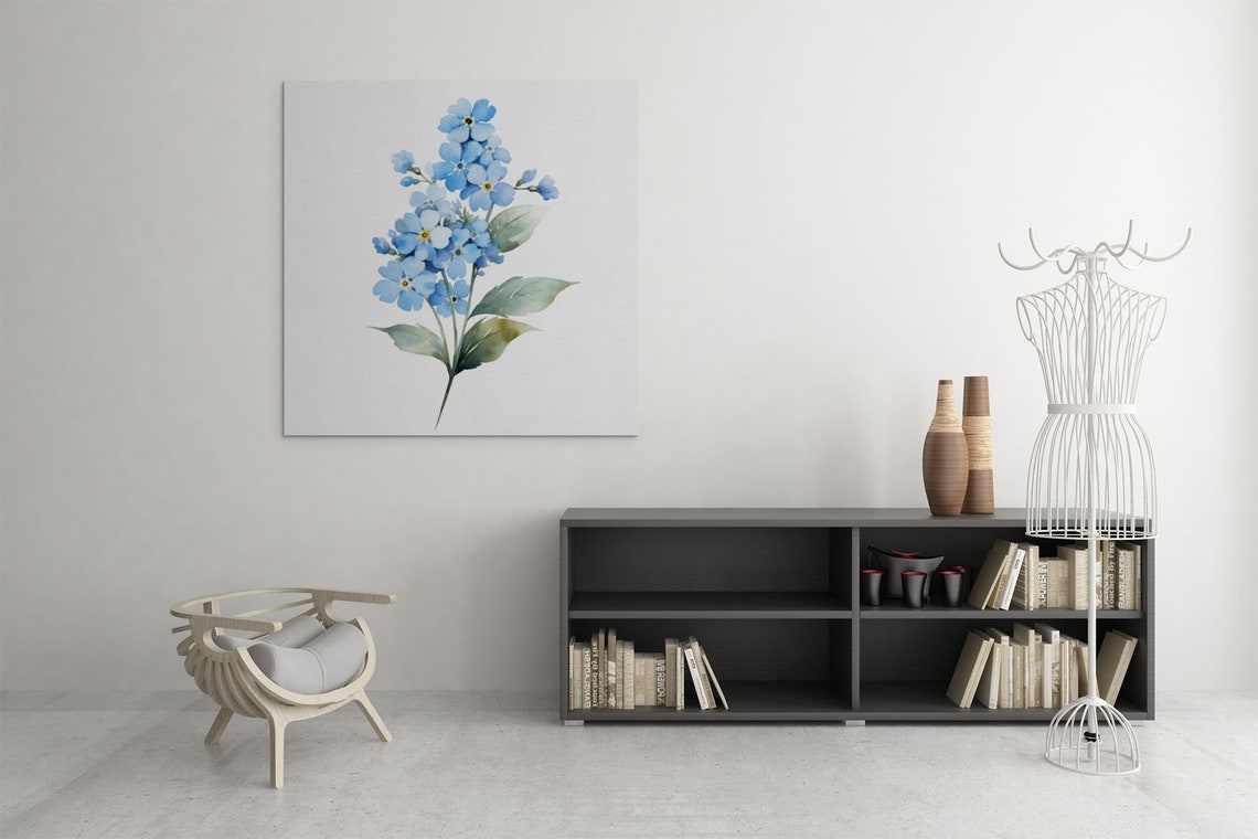 Blue Forget Me Not Flowers Sweet Watercolour Botanical Art Poster - Image 2