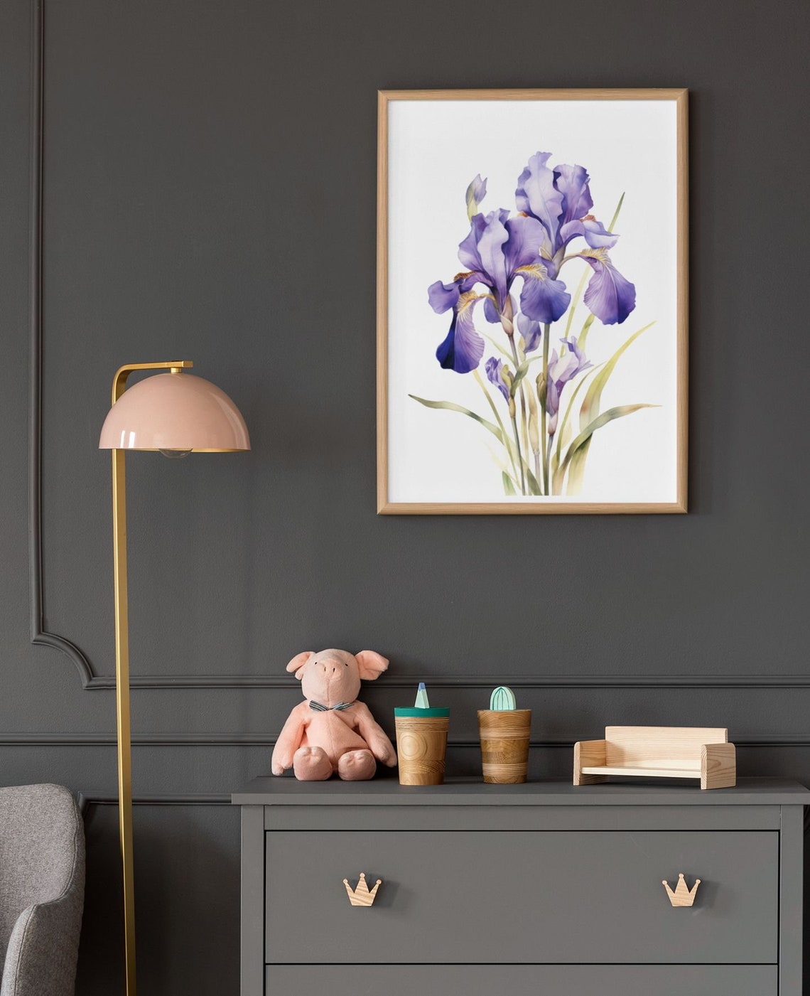 Purple Iris Bloom Cluster Luminous Watercolor Botanical Poster - Image 9