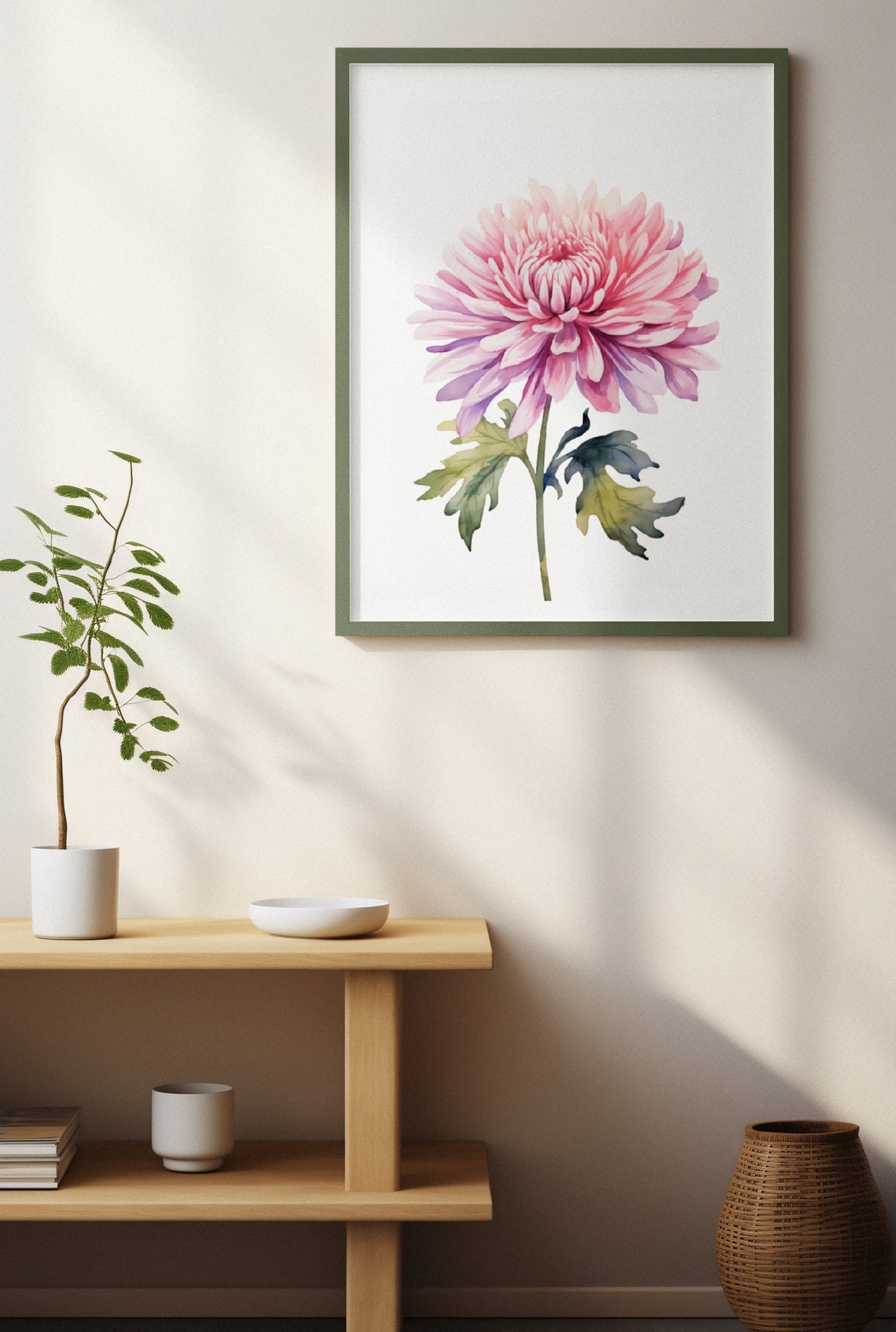 Pink Chrysanthemum Bloom Watercolour Botanical Flower Poster - Image 4
