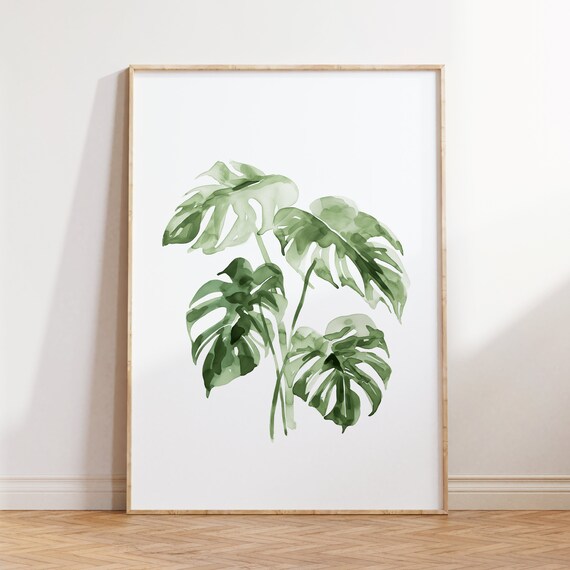 Green Monstera Deliciosa Watercolor Poster Watercolor Art Wall Art Art Home Decor Art Prints Gift