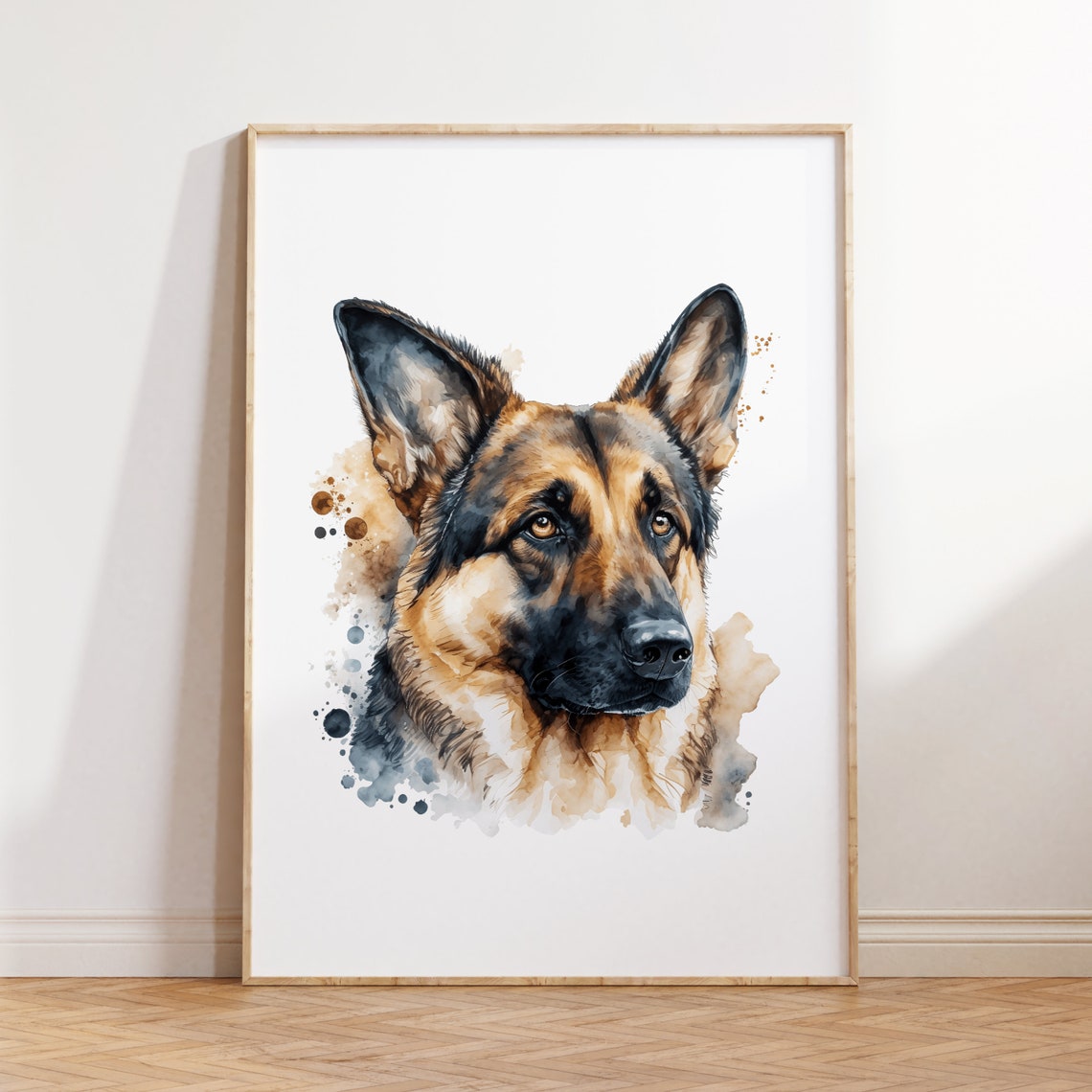 German Shepard Dog Animal Print Watercolor Pet Decor Dog Portrait Print Dog Wall Art Animal Watercolor Poster