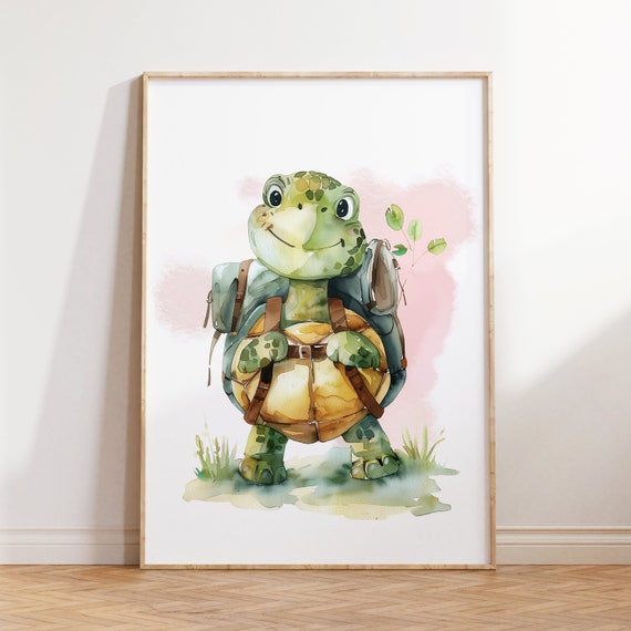 Turtle Nursery Poster Watercolor Art Wall Art Playroom Decor Watercolor Style Poster Wall Decor For Kids