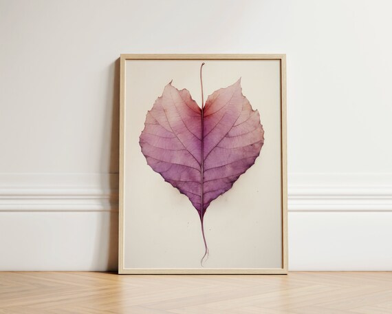 Purple Autumn Leaf Minimalist Botanical Still Life Art Poster